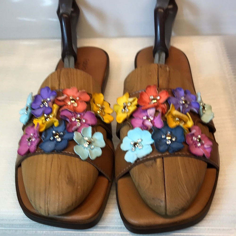 Floral Fabio Maggenti, Leather Upper, Sandals, Comfort, Made In Italy
